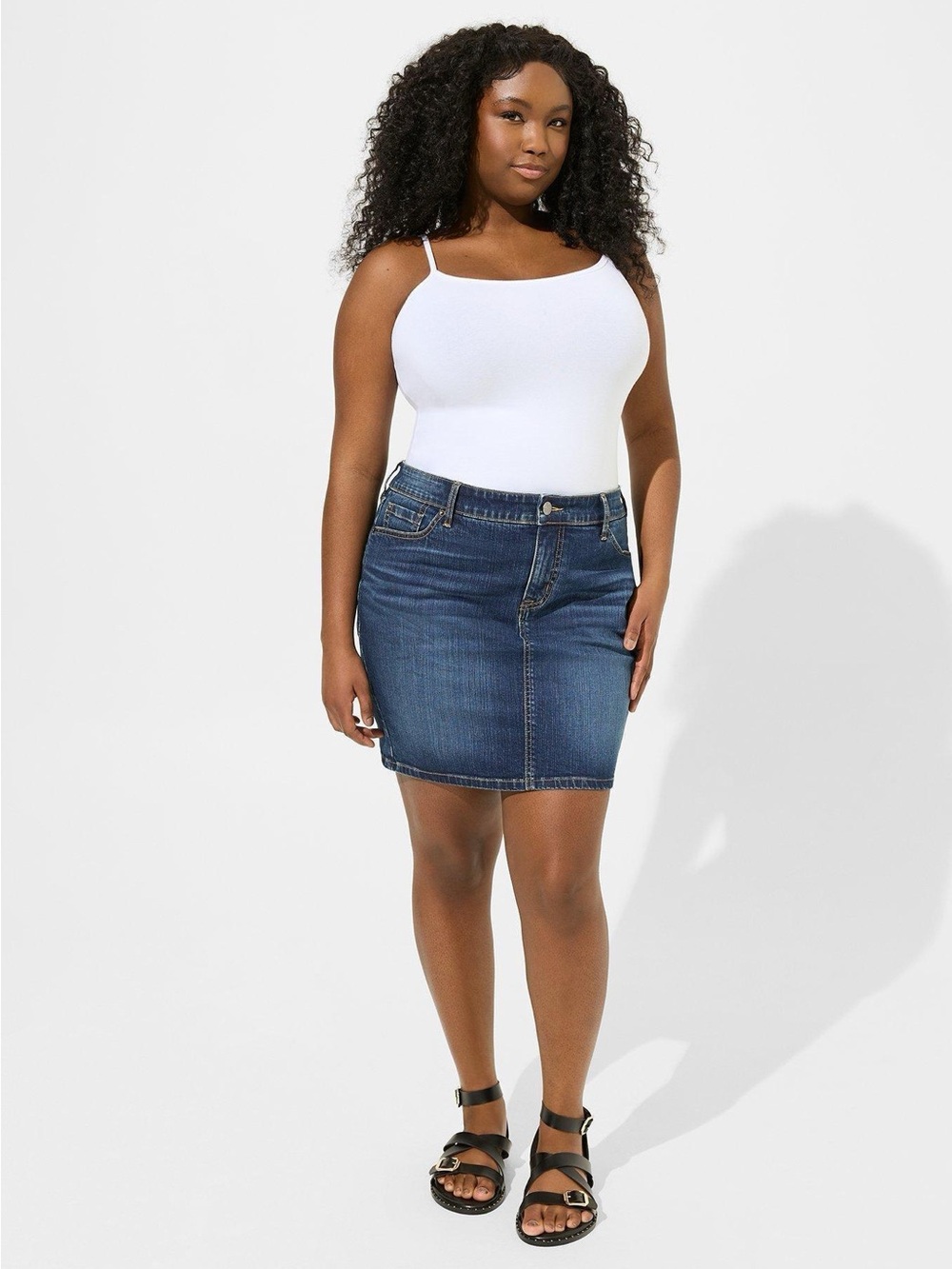 torrid Dark Blue Denim Midi Skirt